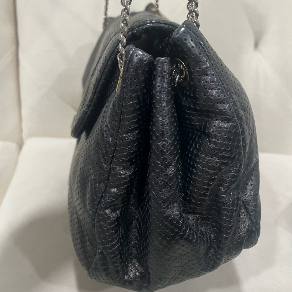 Chanel Perforated Accordion Flap Bag in Black Leather - Picture 6 of 15